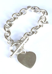 Silver T-bar & Heart Bracelet